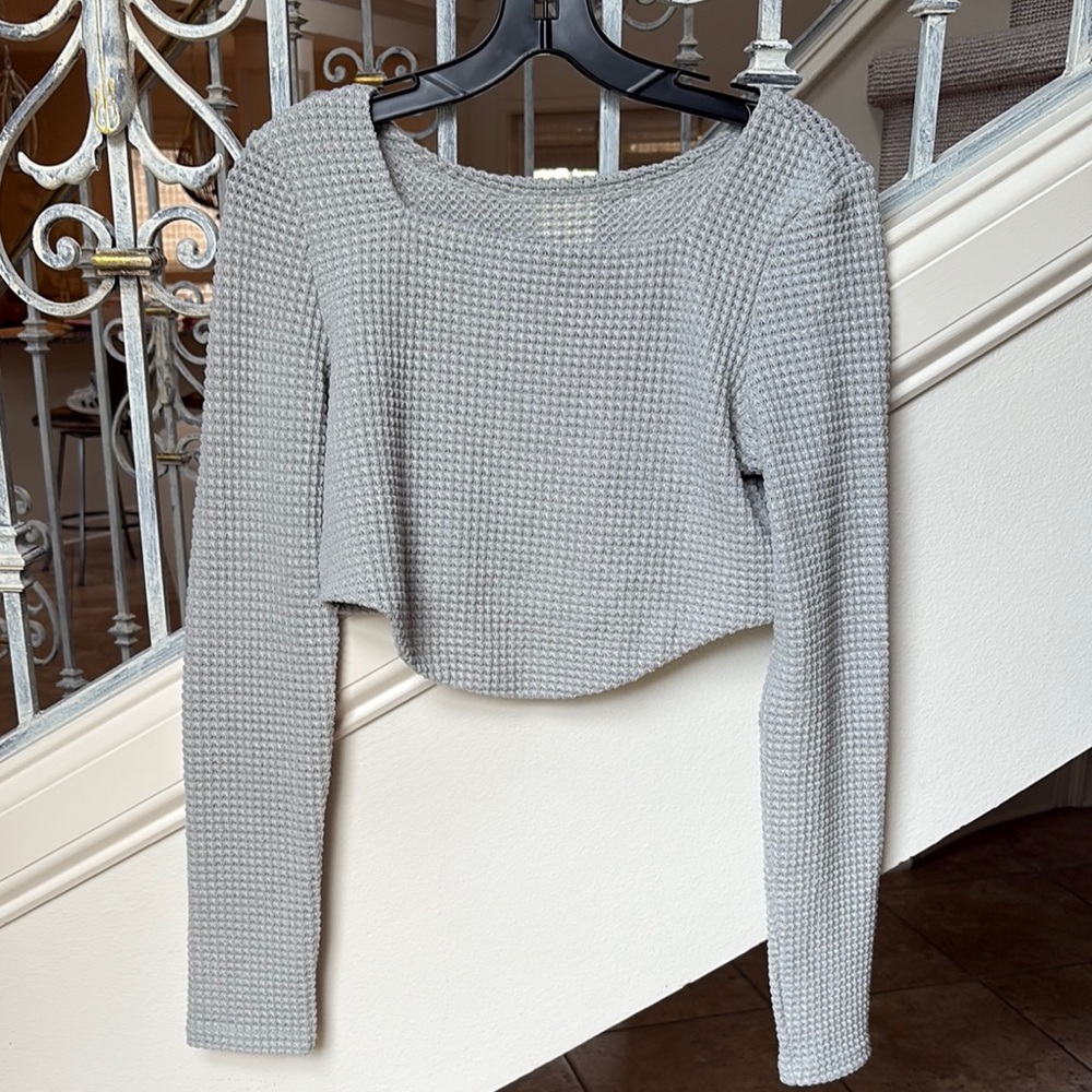 Gray Textured Women's Crop Top